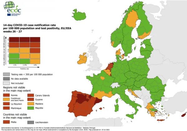 Κορωνοϊός – ECDC: Eπιδείνωση στην Ελλάδα δείχνουν οι νέοι χάρτες – Στο «πορτοκαλί» Αττική και Κρήτη