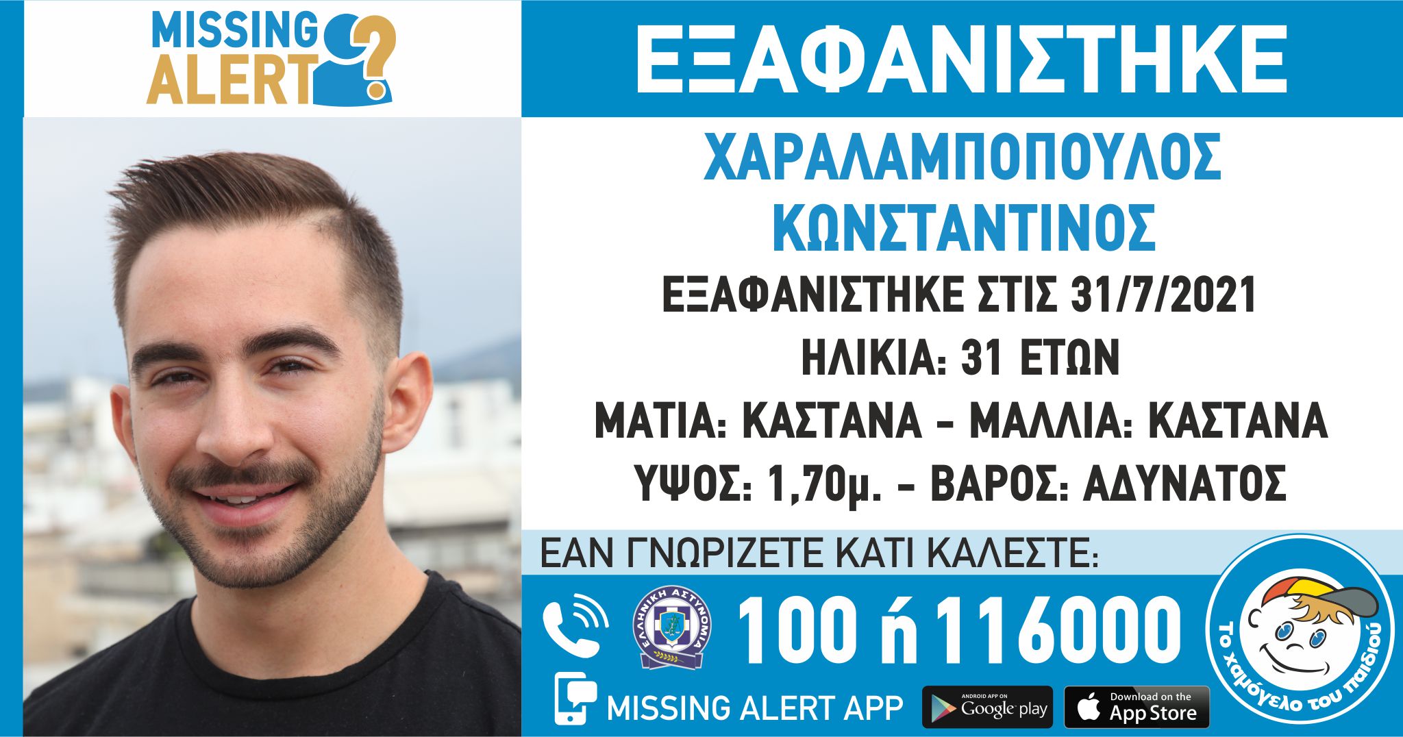 Συναγερμός για εξαφάνιση 31χρονου στο Αιγάλεω