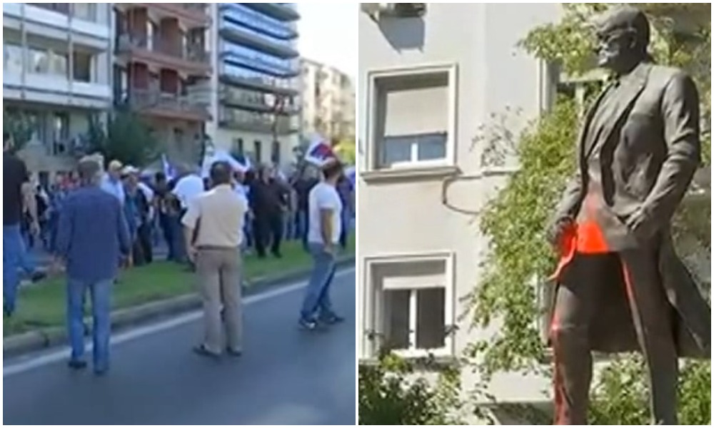 Ένταση στην συγκέντρωση του ΠΑΜΕ: Πέταξαν μπογιές στο άγαλμα του Τρούμαν – Περιορισμένη χρήση χημικών από την ΕΛ.ΑΣ (βίντεο)