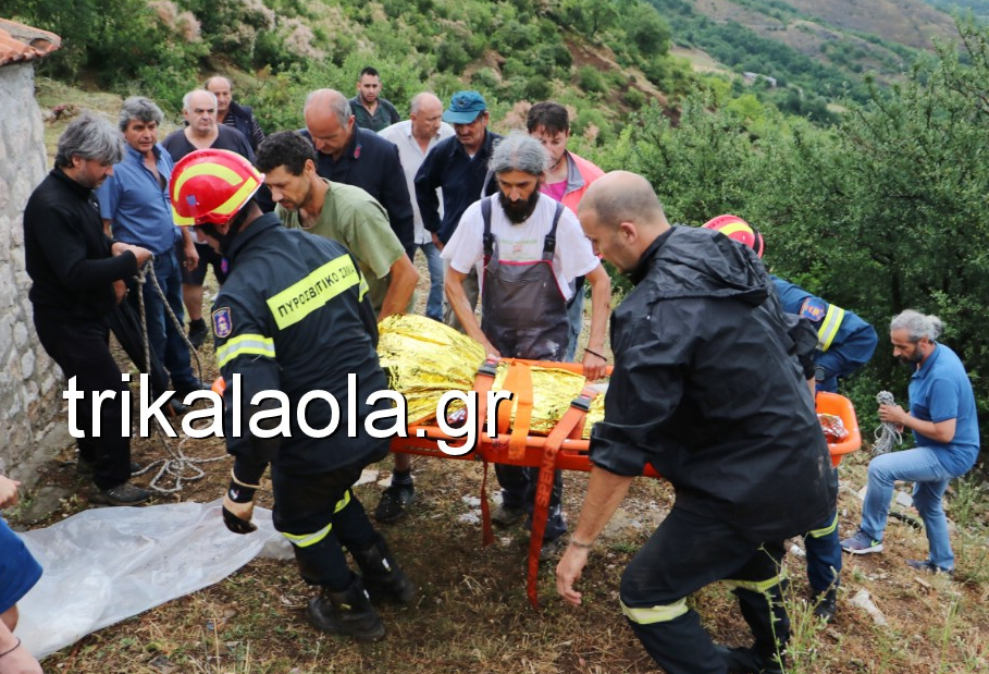 Τρίκαλα: Καρέ-καρέ η διάσωση ηλικιωμένου που έπεσε σε χαράδρα (Βίντεο)