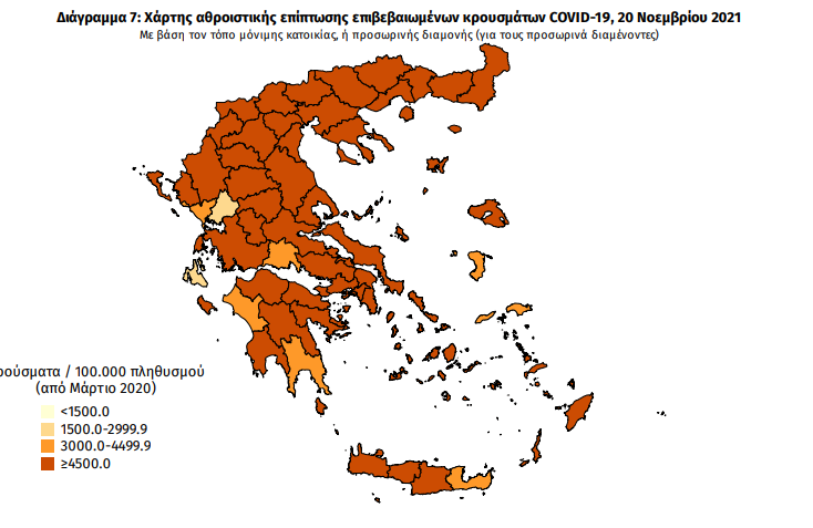 Κορωνοϊός – Χαρτογράφηση: 1.632 κρούσματα σε Αττική,  1.049 σε Θεσσαλονίκη,  216 σε Λάρισα – Ανησυχία για 11 περιοχές