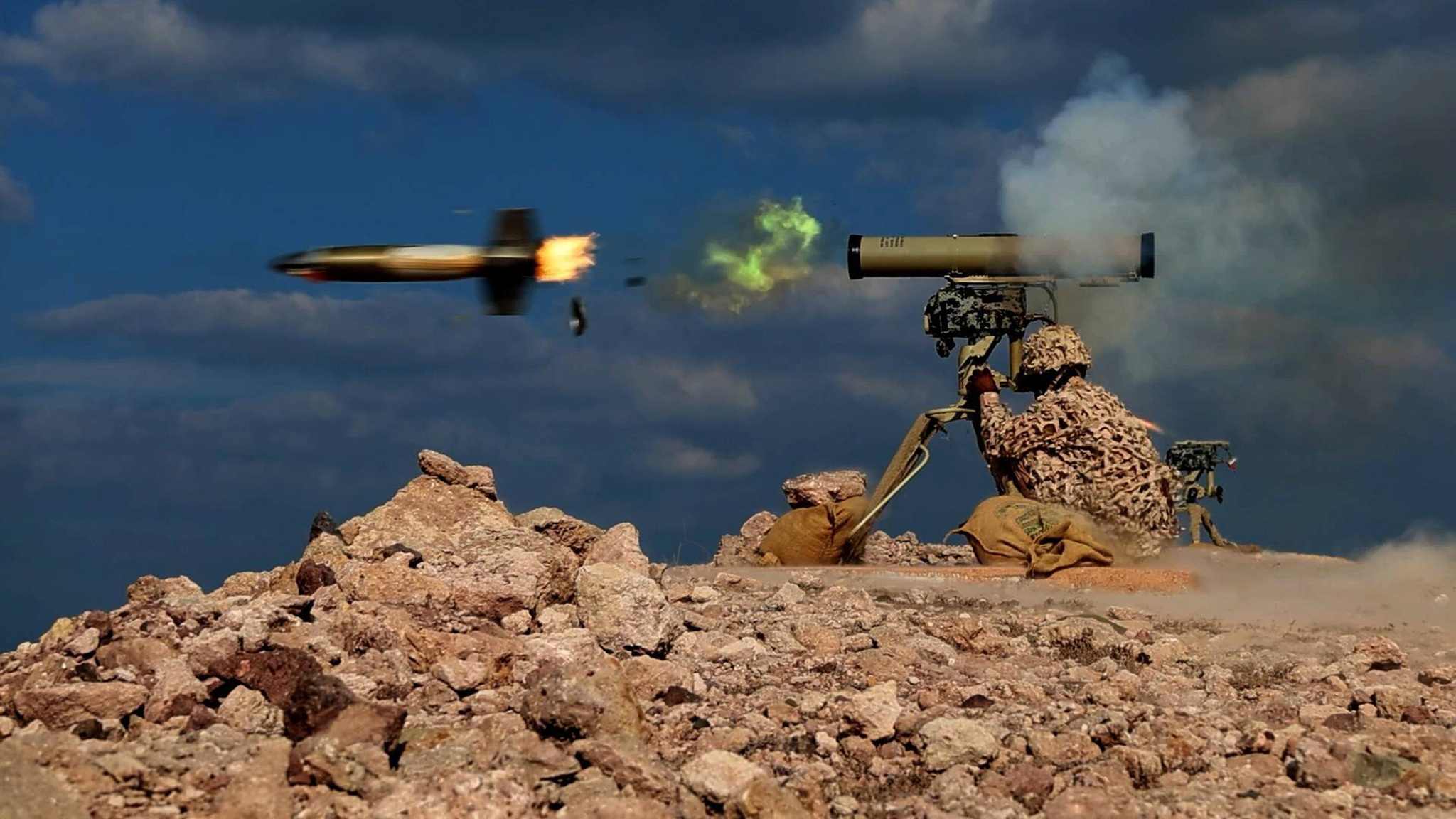 A handout photo made available by Iran's Islamic Revolutionary Guard Corps (IRGC)'s official website Sepahnews on 24 January 2025 shows a soldier firing a weapon during a military exercise in the Persian Gulf, southern Iran. Iran's Revolutionary Guards conducted drills in the Gulf as part of nationwide military exercises, state media reported.