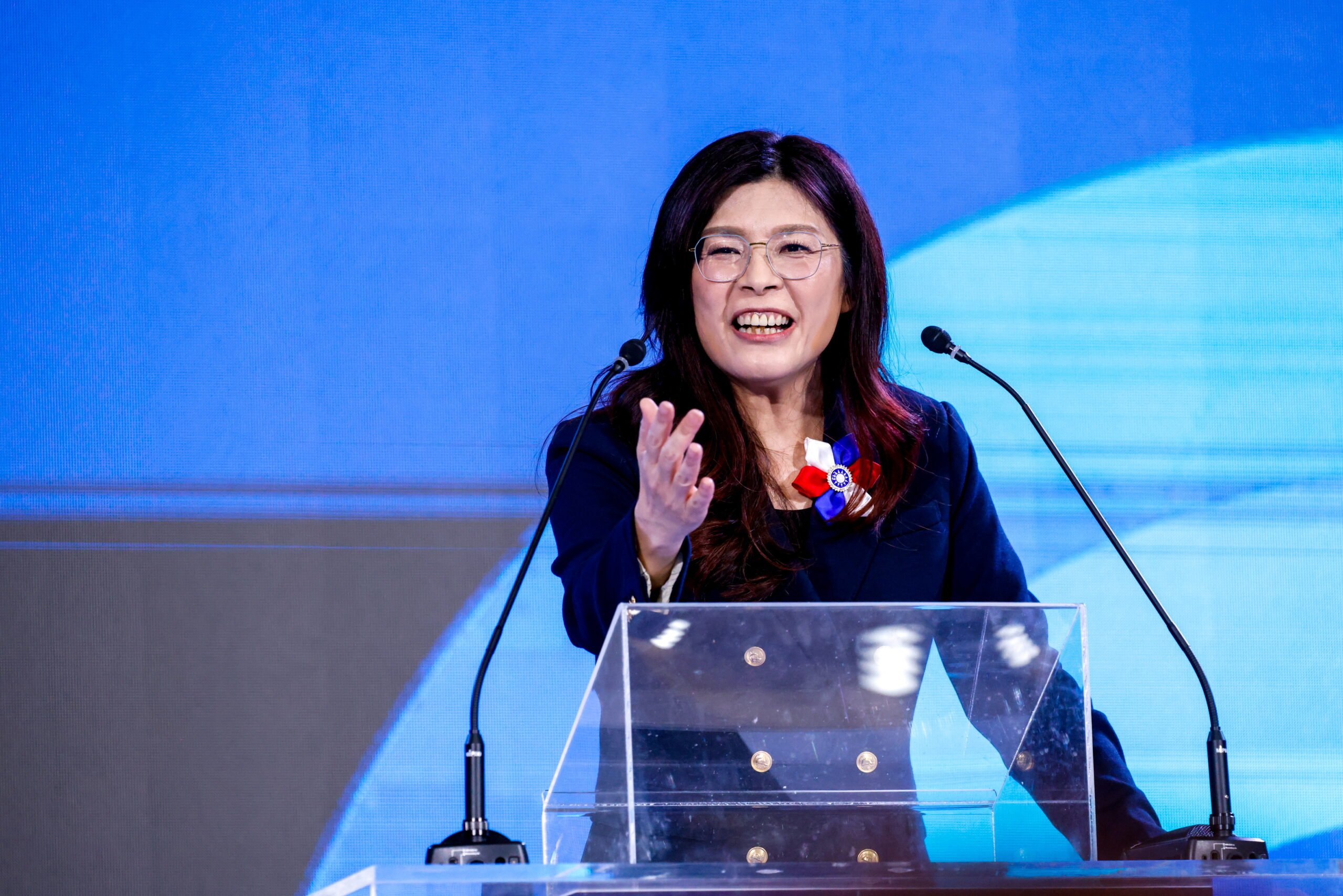 Taiwan’s opposition party Kuomintang (KMT) new chairperson Cheng Li-wun, speaks after her oath taking ceremony in Taipei, Taiwan, 01 November 2025. Cheng succeed incumbent Eric Chu for a four-year term.