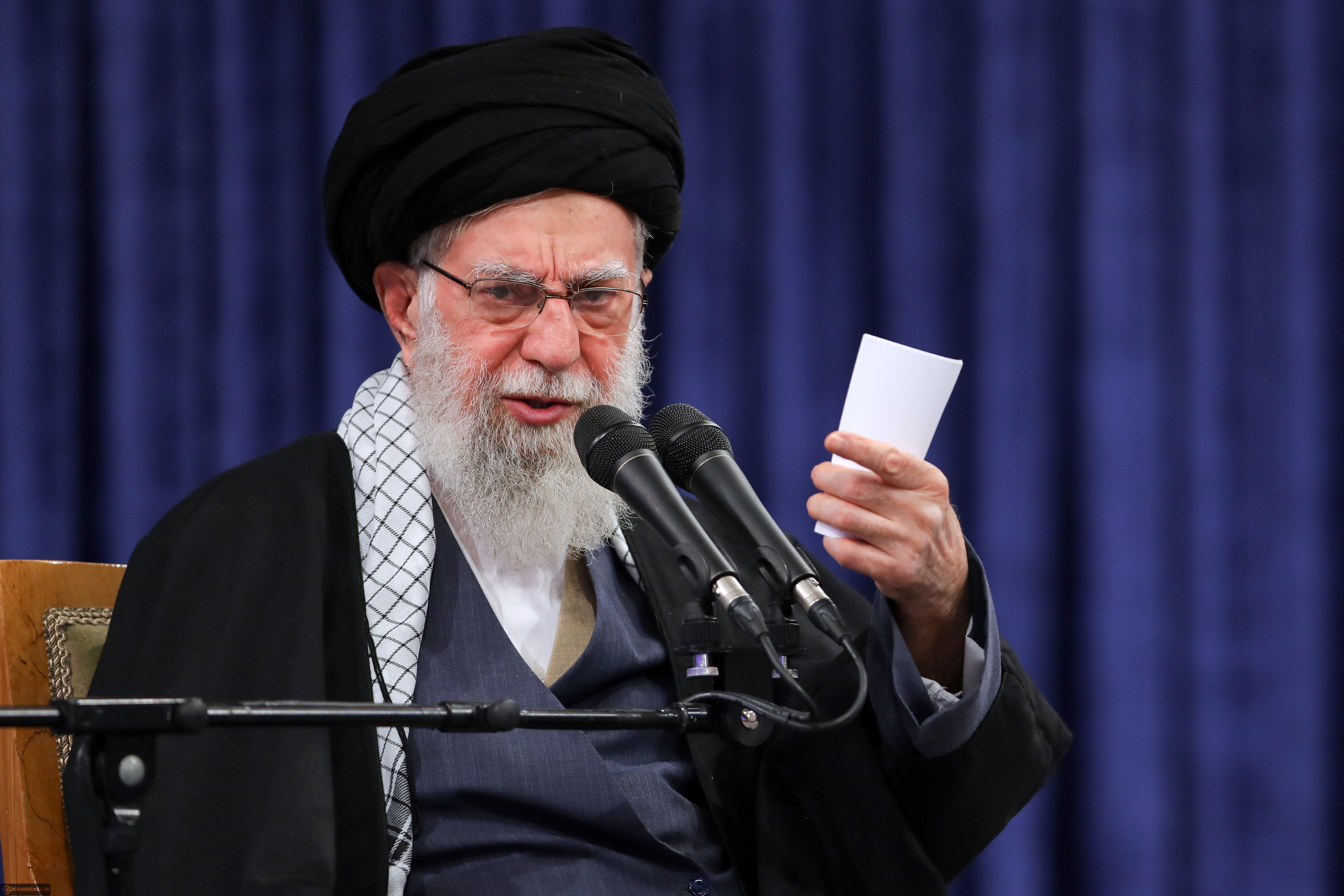 epa12750362 A handout picture made available by Iran's Supreme Leader Office shows Iranian Supreme Leader Ayatollah Ali Khamenei addressing a ceremony in Tehran, Iran, 17 February 2026, amid heightened regional tensions following an increased US military presence in the Middle East.