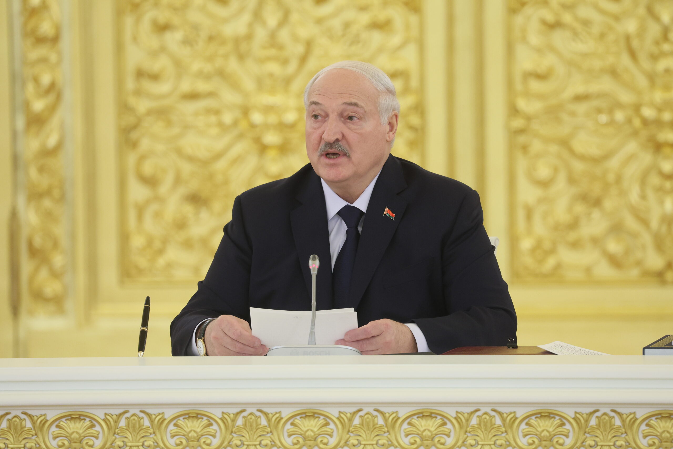 Belarusian President Alexander Lukashenko speaks during the meeting of the Supreme State Council of the Union State of Russia and Belarus, in Moscow, Russia, 26 February 2026.
