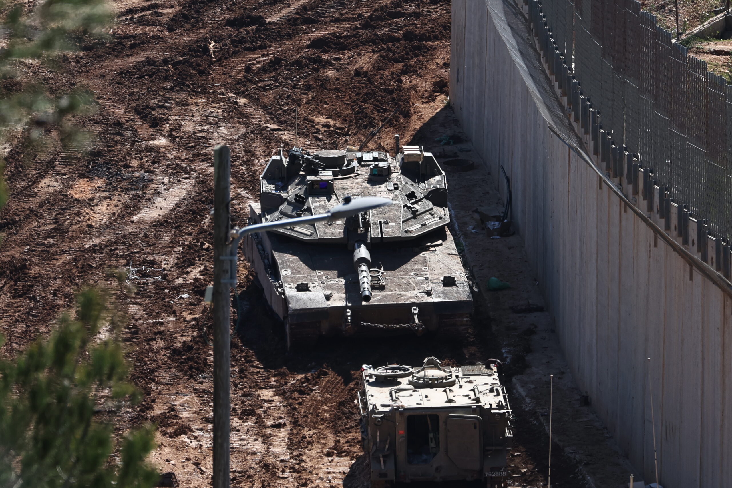 Israeli tanks gather at an undisclosed location along the Israel–Lebanon border, northern Israel, 17 March 2026. The Israeli military stated that it is conducting strikes across Lebanon targeting Hezbollah infrastructure and personnel.