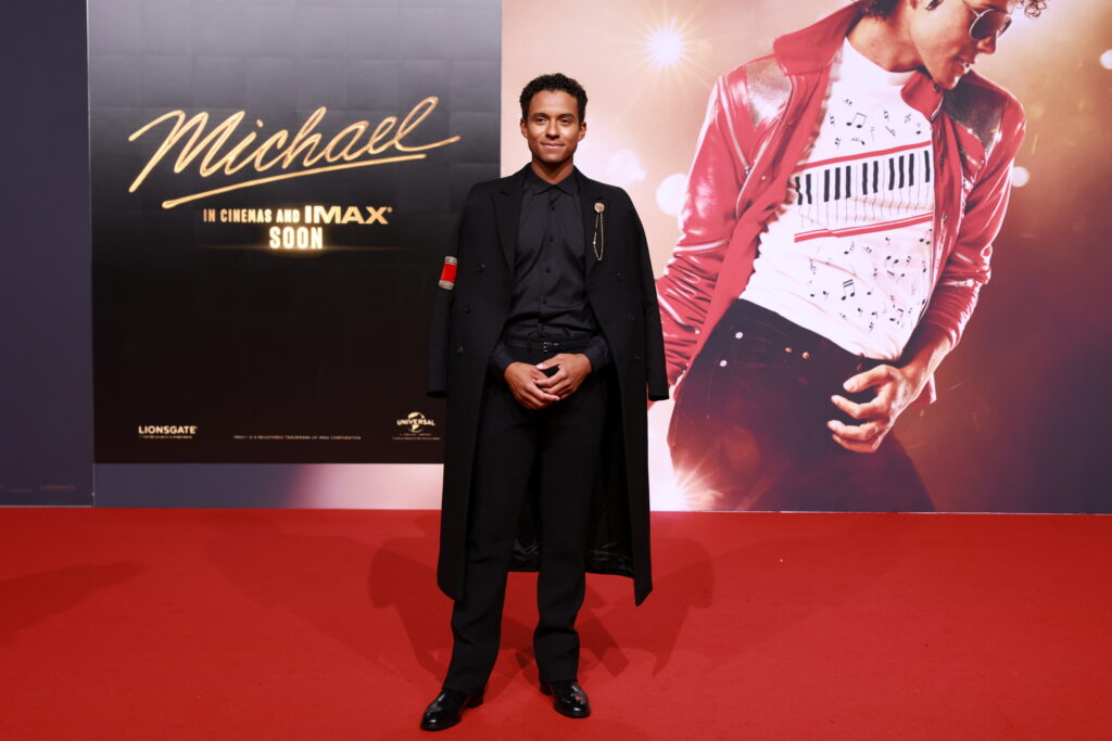  US actor Jaafar Jackson poses on the red carpet while arriving for the premiere of the film 'Michael' in Berlin, Germany, 10 April 2026. The Michael Jackson biopic screens in cinemas from 22 April 2026. 