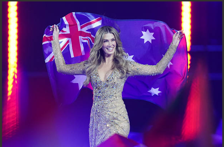 Celia Kritharioti: Η λαμπερή εμφάνιση της Delta Goodrem στη Eurovision με haute couture δημιουργία