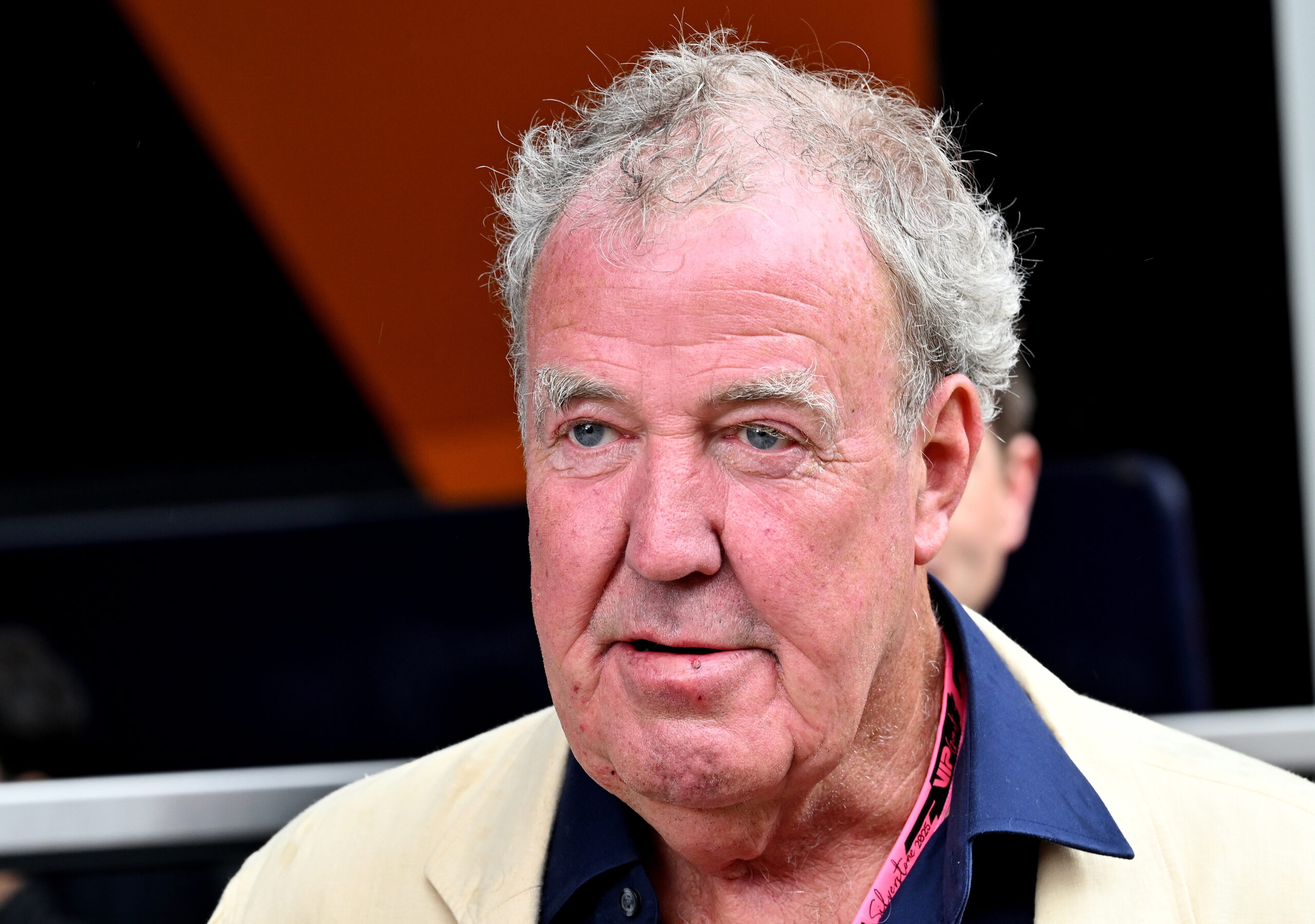 Jeremy Clarkson is an English television presenter, journalist and farmer in the paddock before the Formula 1 British Grand Prix at the at the Silverstone Circuit racetrack, Britain, 06 July 2025.
