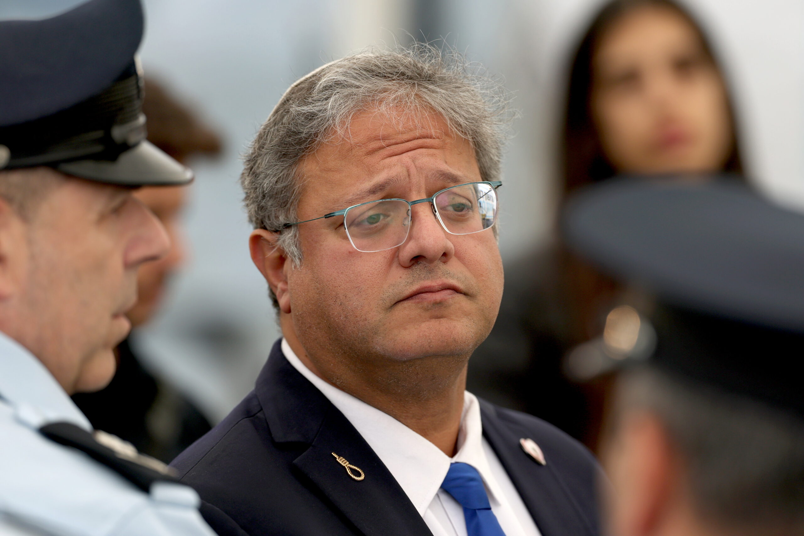 Israel's National Security Minister Itamar Ben-Gvir attends the funeral of Sergeant First Class Ran Gvili, the final Israeli hostage held in Gaza, in Meitar, southern Israel, 28 January 2026. Gvili, a 24-year-old member of the Israel Police Special Forces, fell in combat on 07 October 2023, and his body was abducted to the Gaza Strip. His recovery marks the return of all hostages from the Gaza Strip to Israel.