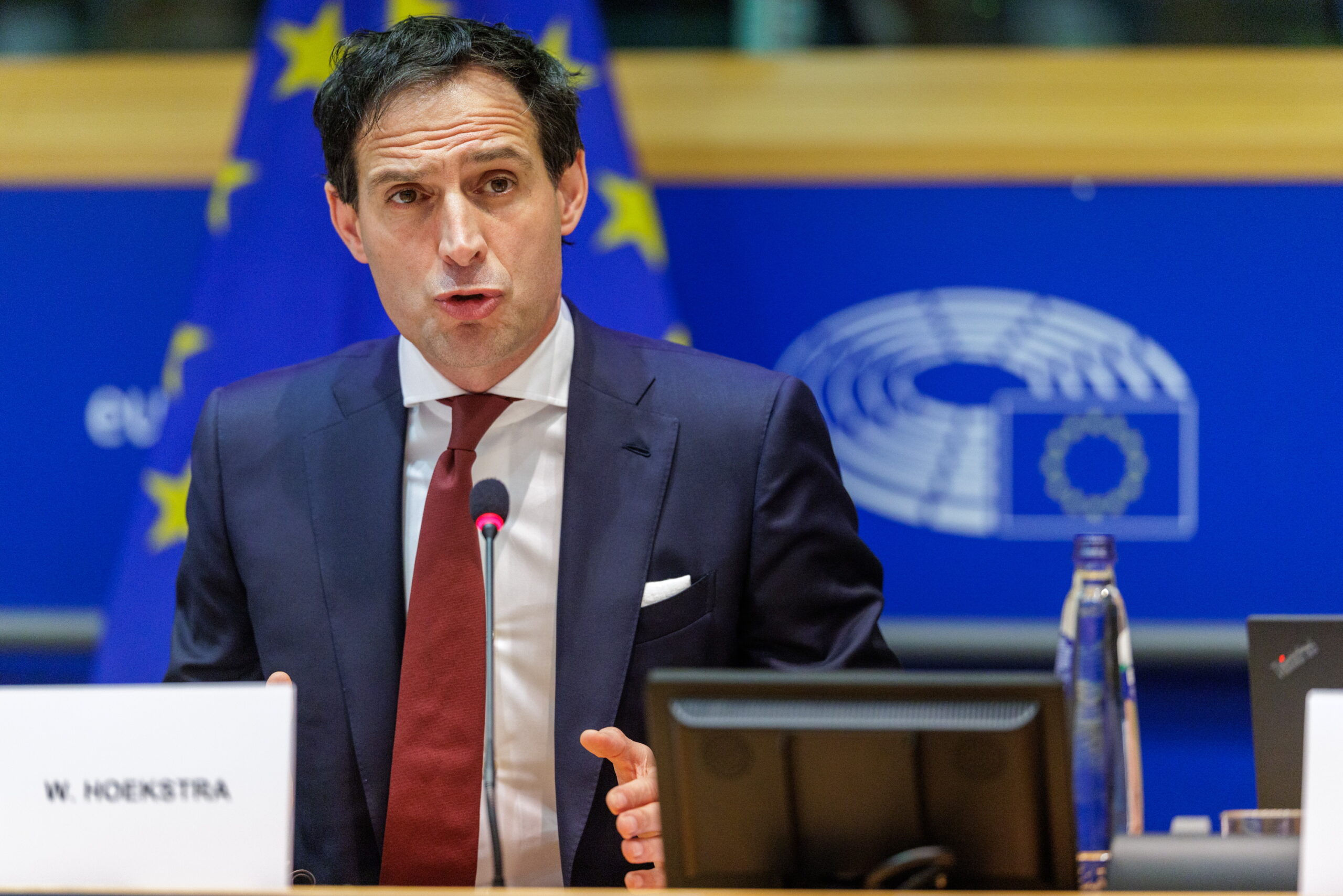 European Commissioner for Climate, Net Zero and Clean Growth Wopke Hoekstra attends the European Parliament’s Committee on the Environment, Climate and Food Safety as part of the structured dialogue in Brussels, Belgium, 04 May 2025.