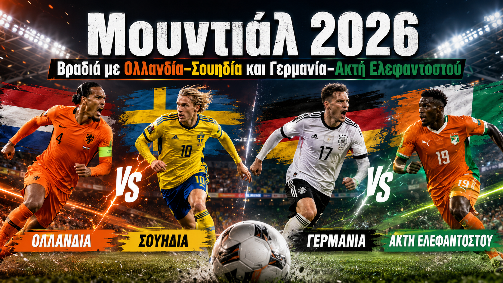 Μουντιάλ 2026: Ξεκίνησε το Ολλανδία–Σουηδία – Ακολουθεί το Γερμανία–Ακτή Ελεφαντοστού – Βίντεο από τους σημερινούς αγώνες