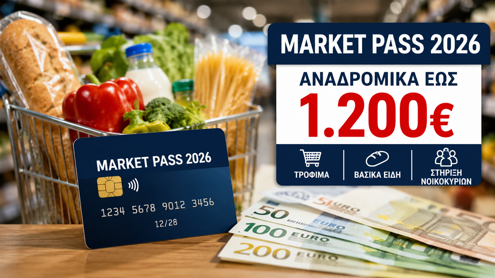 Market Pass 2026: Ποιοι δικαιούχοι θα δουν έως 1.200 ευρώ στους λογαριασμούς τους