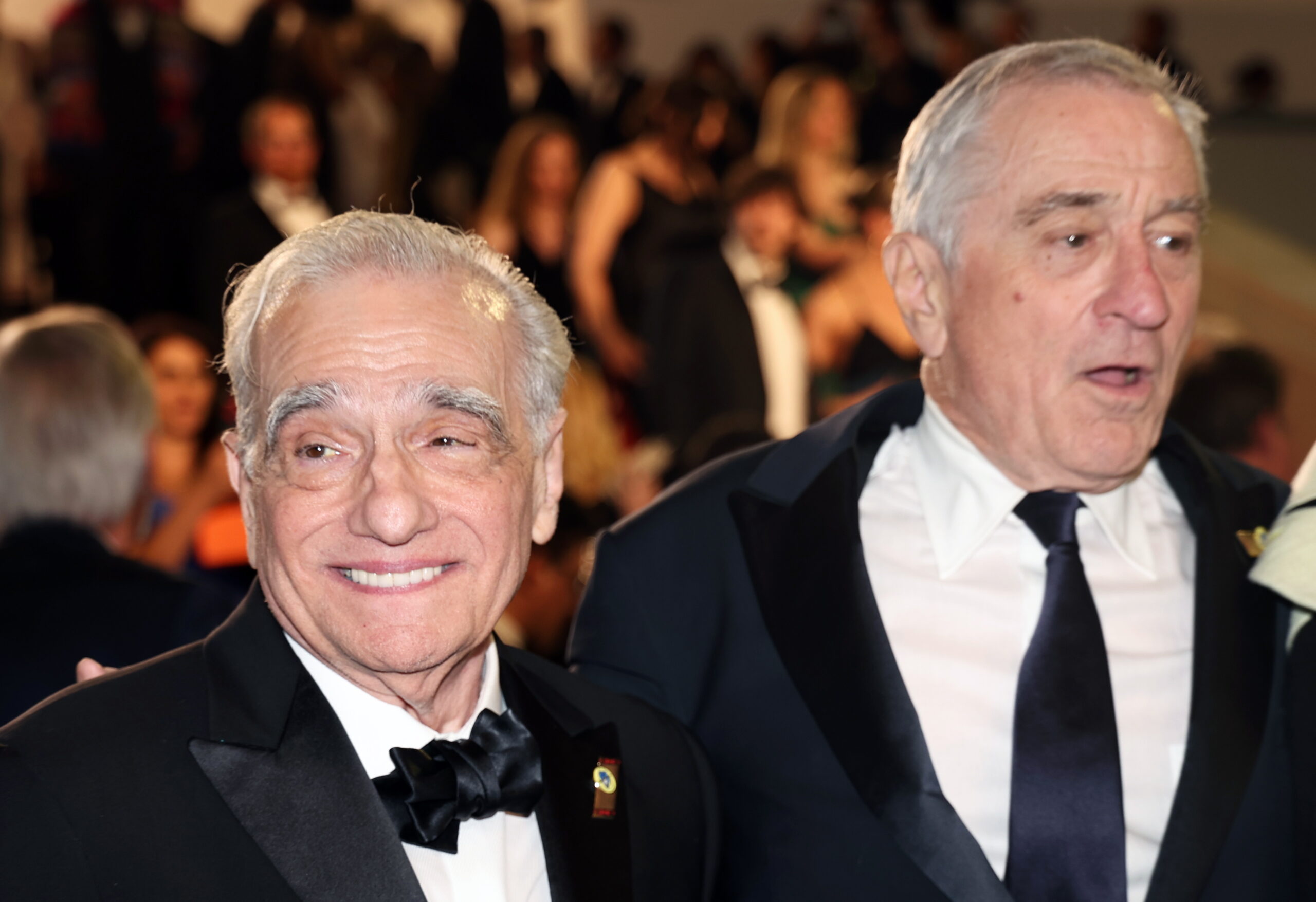 epa10641980 Director Martin Scorsese (L) and Robert De Niro leave the Festival Palace after the screening of 'Killers of the Flower Moon' during the 76th annual Cannes Film Festival, in Cannes, France, 20 May 2023. The festival runs from 16 to 27 May.