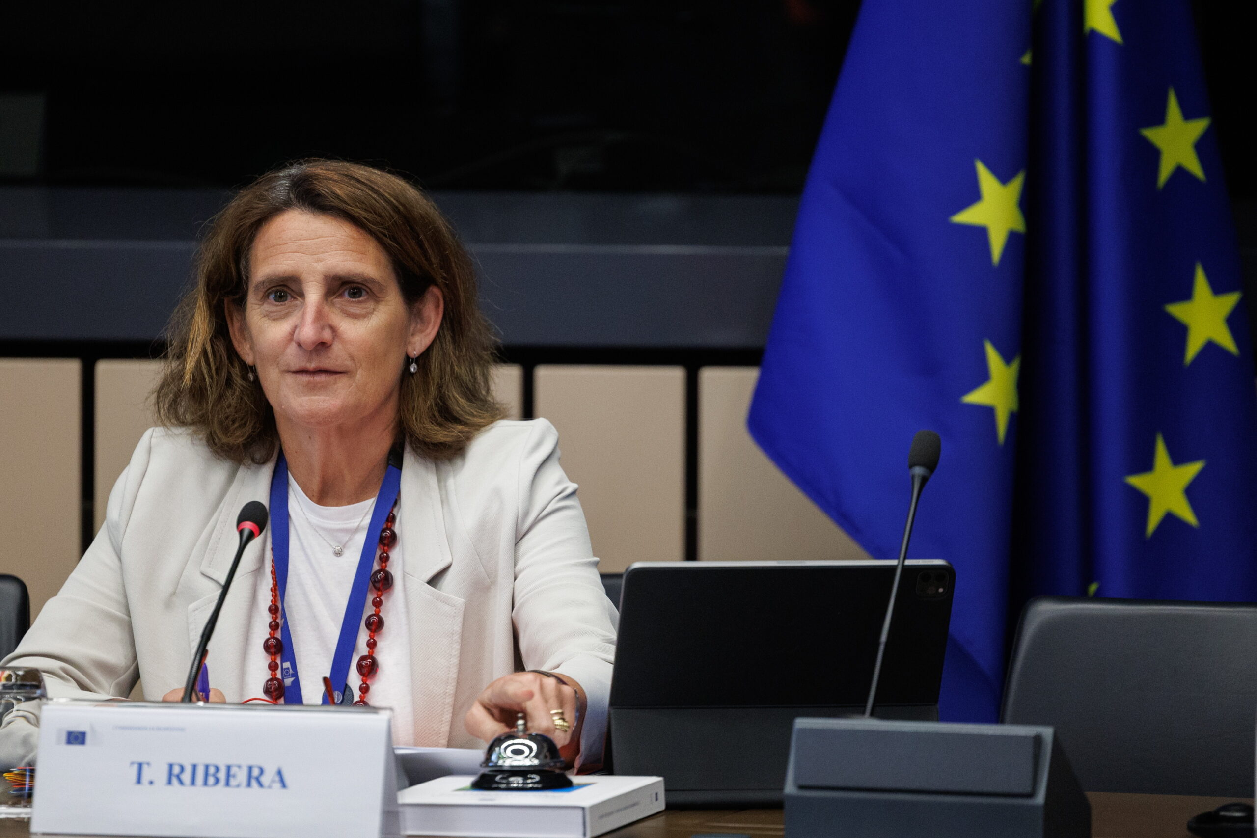 epa13094708 European Commission Executive Vice-President for Clean, Just and Competitive Transition Teresa Ribera chairs the Commissioners College in Strasbourg, France, 07 July 2026.