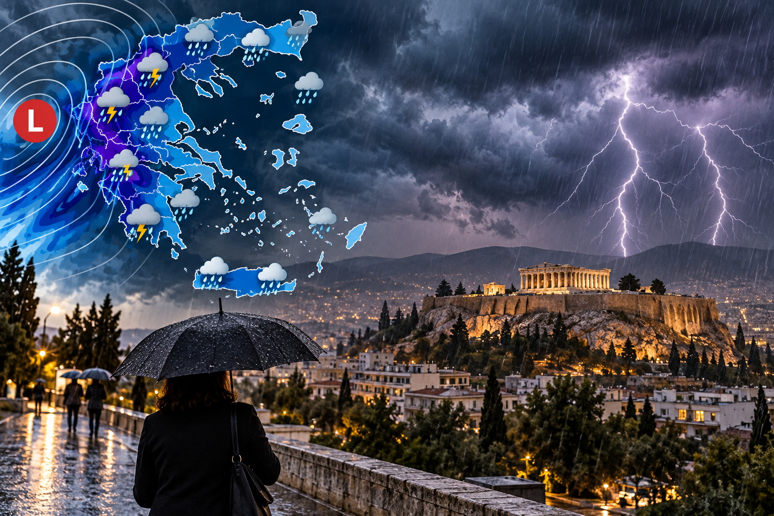 Κακοκαιρία: Ισχυρές βροχές και καταιγίδες το Σαββατοκύριακο – Πού αυξάνεται ο κίνδυνος πλημμυρών