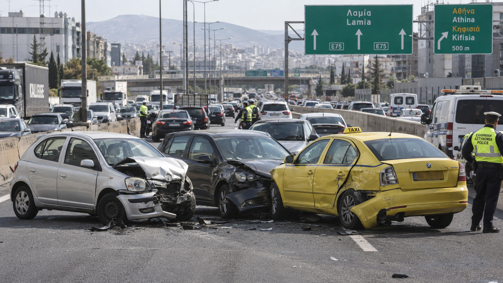 Τροχαίο στον Κηφισό: Σύγκρουση τριών οχημάτων – Προβλήματα στην κυκλοφορία προς Λαμία