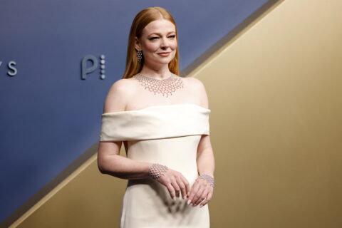 epa13240178 Sarah Snook arrives for the 78th annual Emmy Awards ceremony held at the Peacock Theater in Los Angeles, California, USA, 14 September 2026. The Emmys celebrate excellence in national primetime television programming.