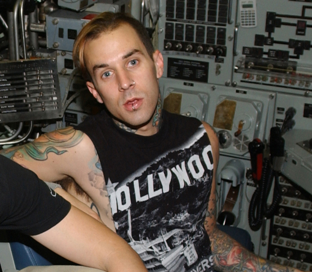 Travis Barker aboard the nuclear-powered attack submarine USS Memphis (SSN 691) in Bahrain cropped from original image Image:Blink182.jpg. Morale Welfare and Recreation, Naval Personnel Command Millington, Tenn. and MWR, NSA Bahrain brought Blink-182 to Bahrain to perform for Sailors, Marines and their families.