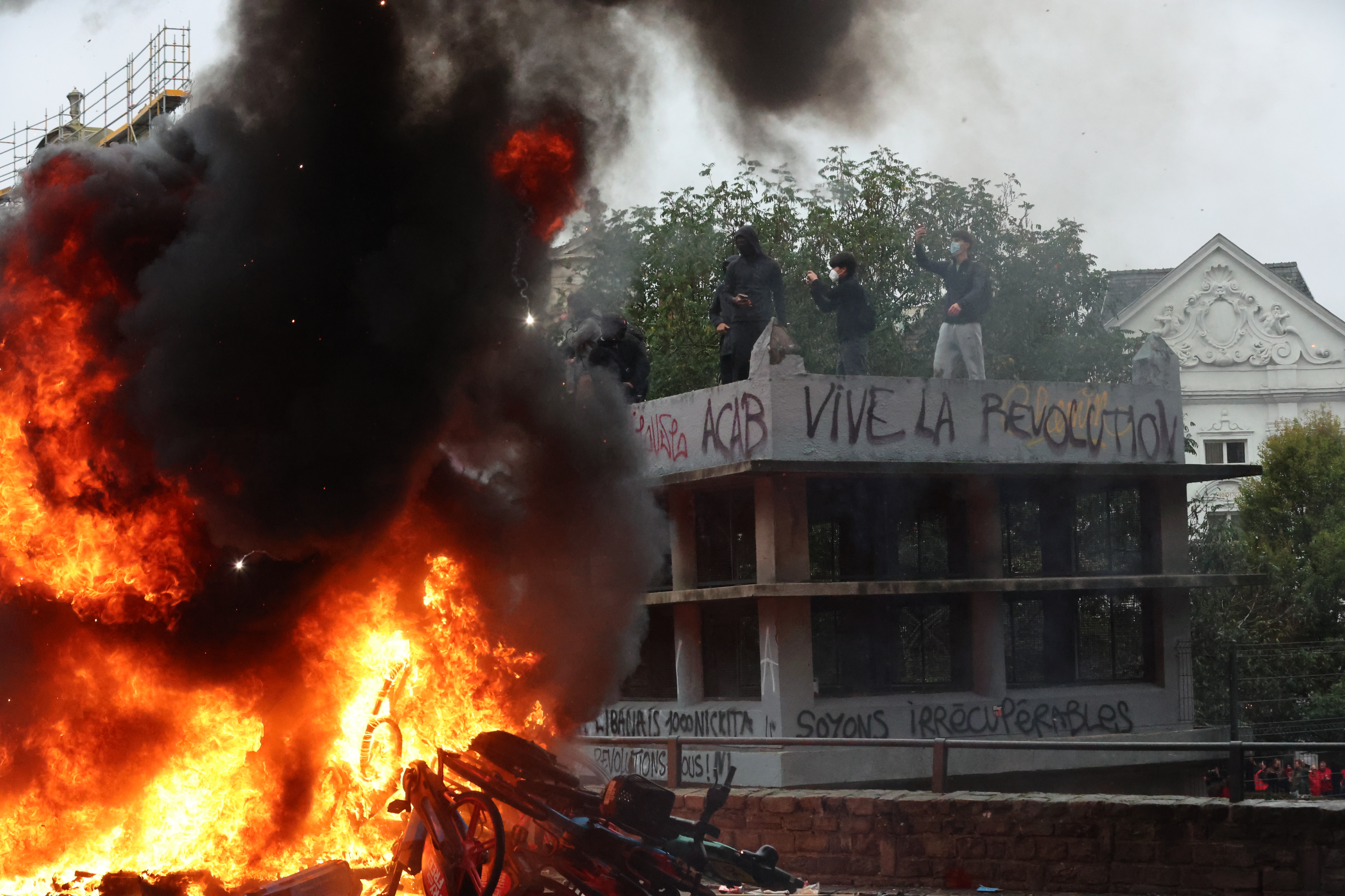 Workers and students protest in Brussels against government austerity measures