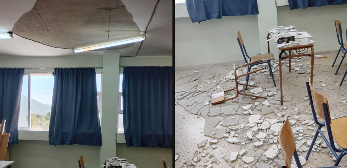 Θεσσαλονίκη: Παρ’ ολίγον τραγωδία – Μαθητής σοβαρά τραυματίας από πτώση οροφής σε Γυμνάσιο (Φωτό)