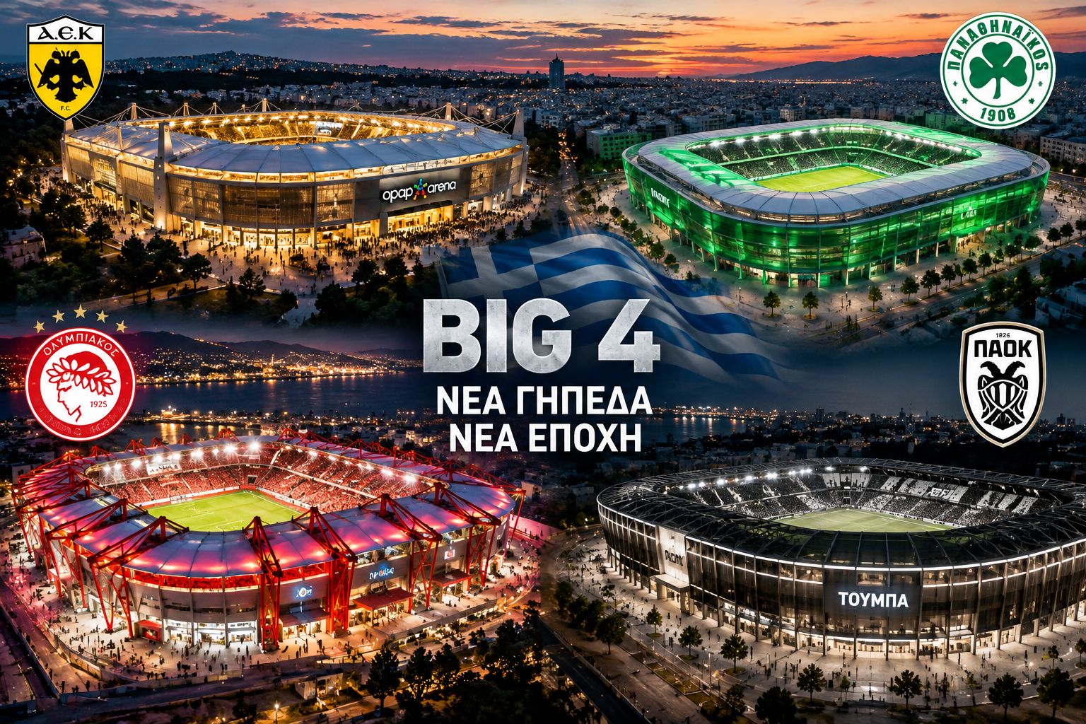 Τα νέα γήπεδα αλλάζουν το ελληνικό ποδόσφαιρο: Η Big 4 μπαίνει σε άλλη οικονομική εποχή